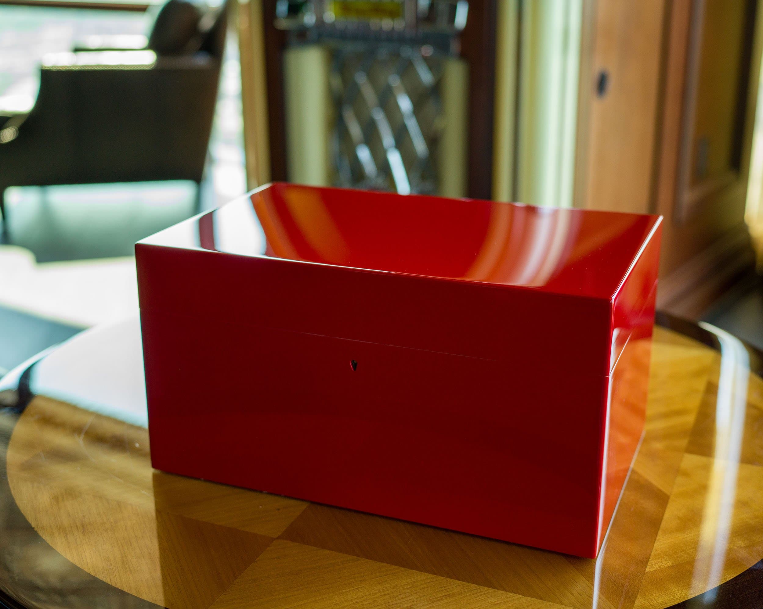The Vermilion: luxury bright red gloss humidor