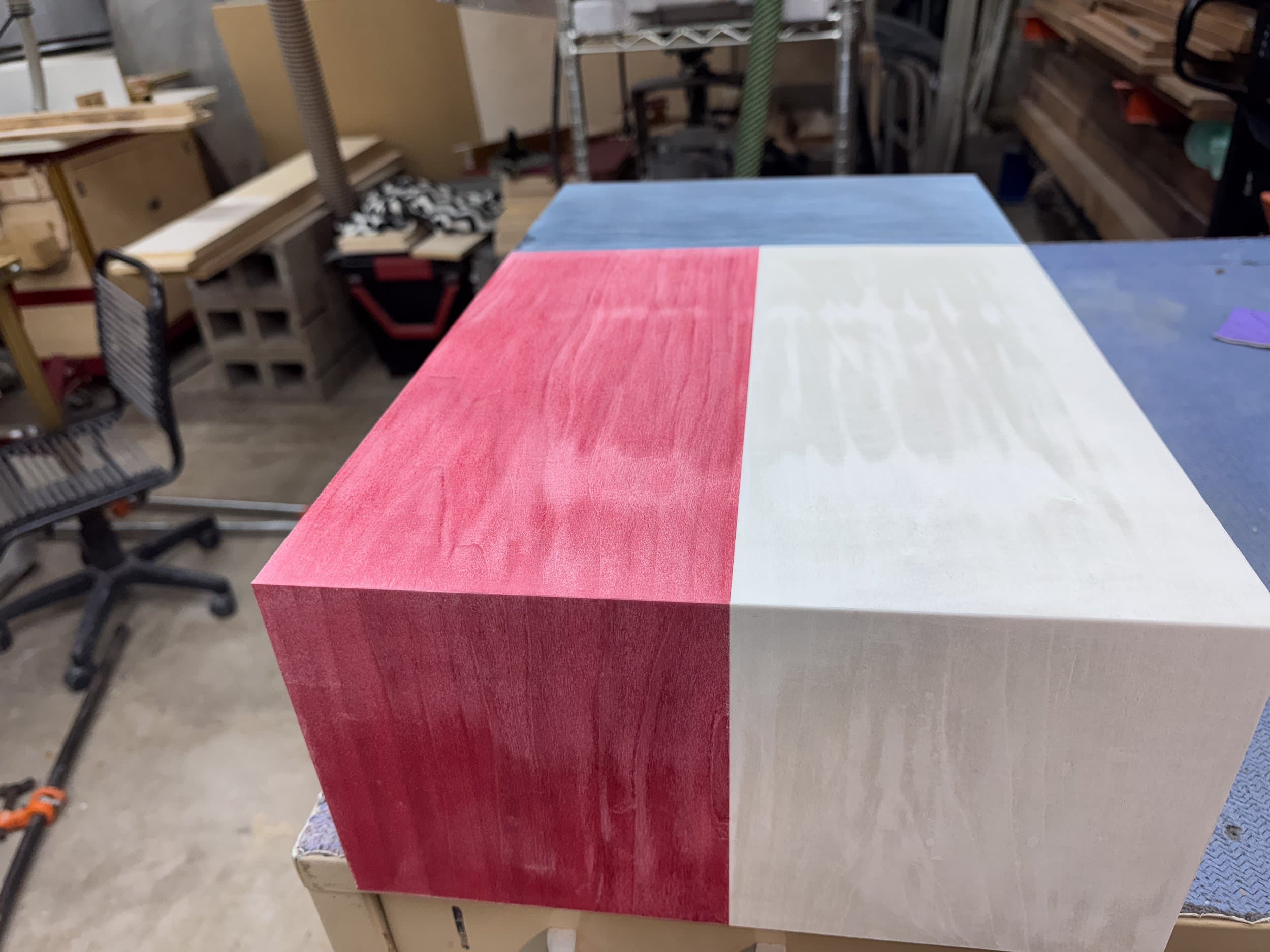 Commission in progress: Texas-flag humidor right-side view