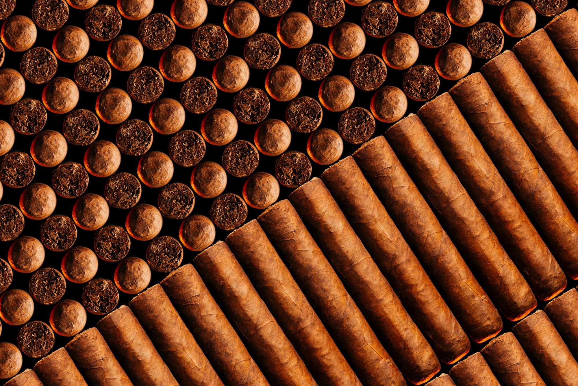 Cut cigar heads in a grid—construction you can see, strength you cannot.