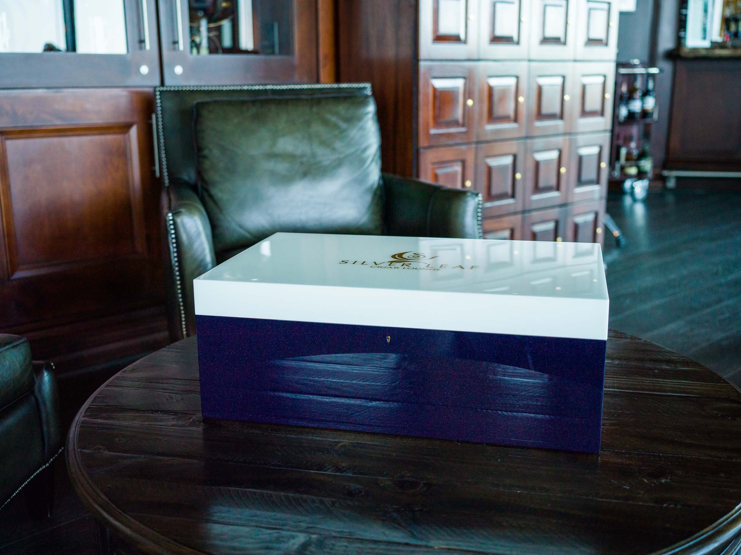 The Opaline: midnight blue metallic art humidor