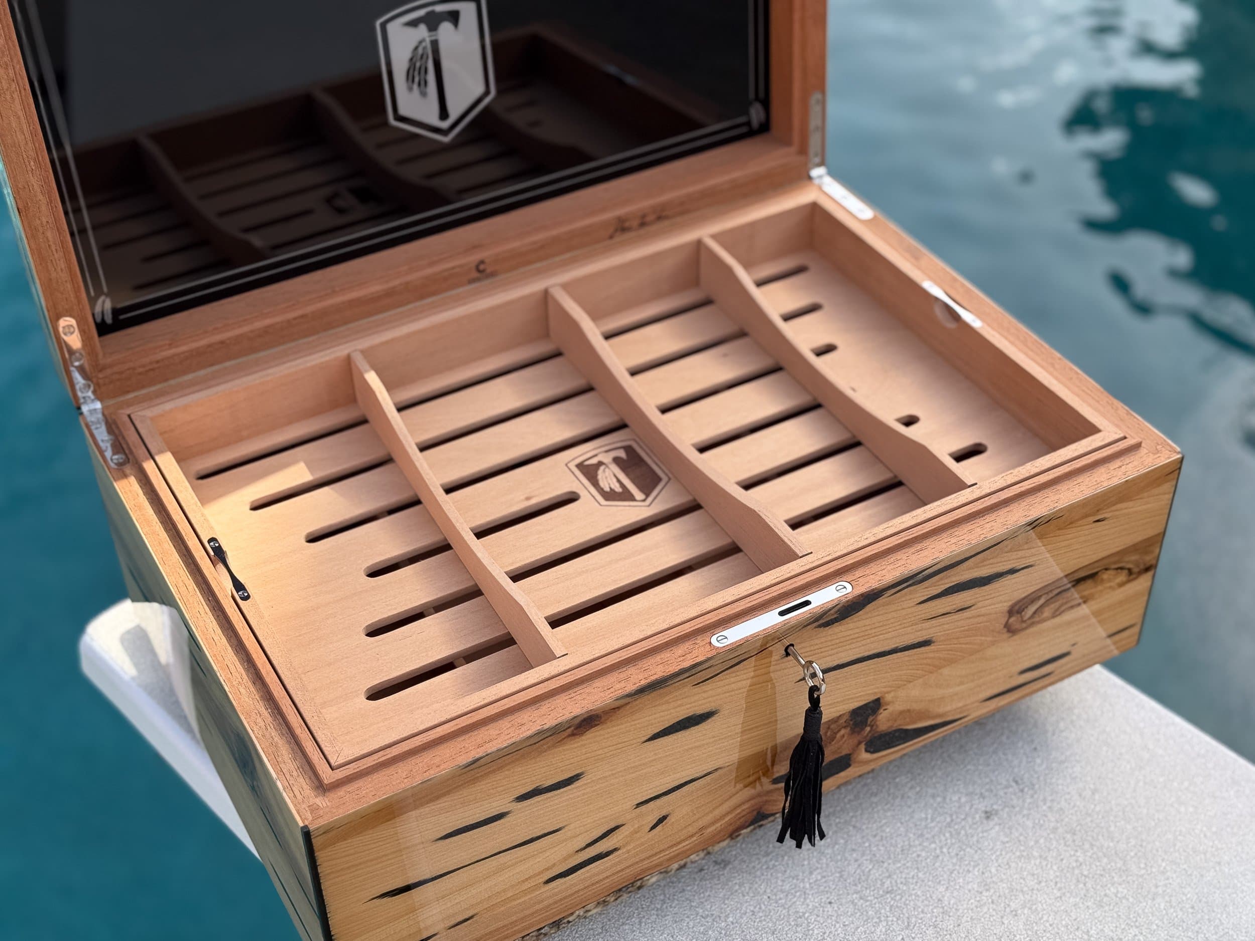 The Cypress — Blackline: centient luxury pecky cypress humidor top angle