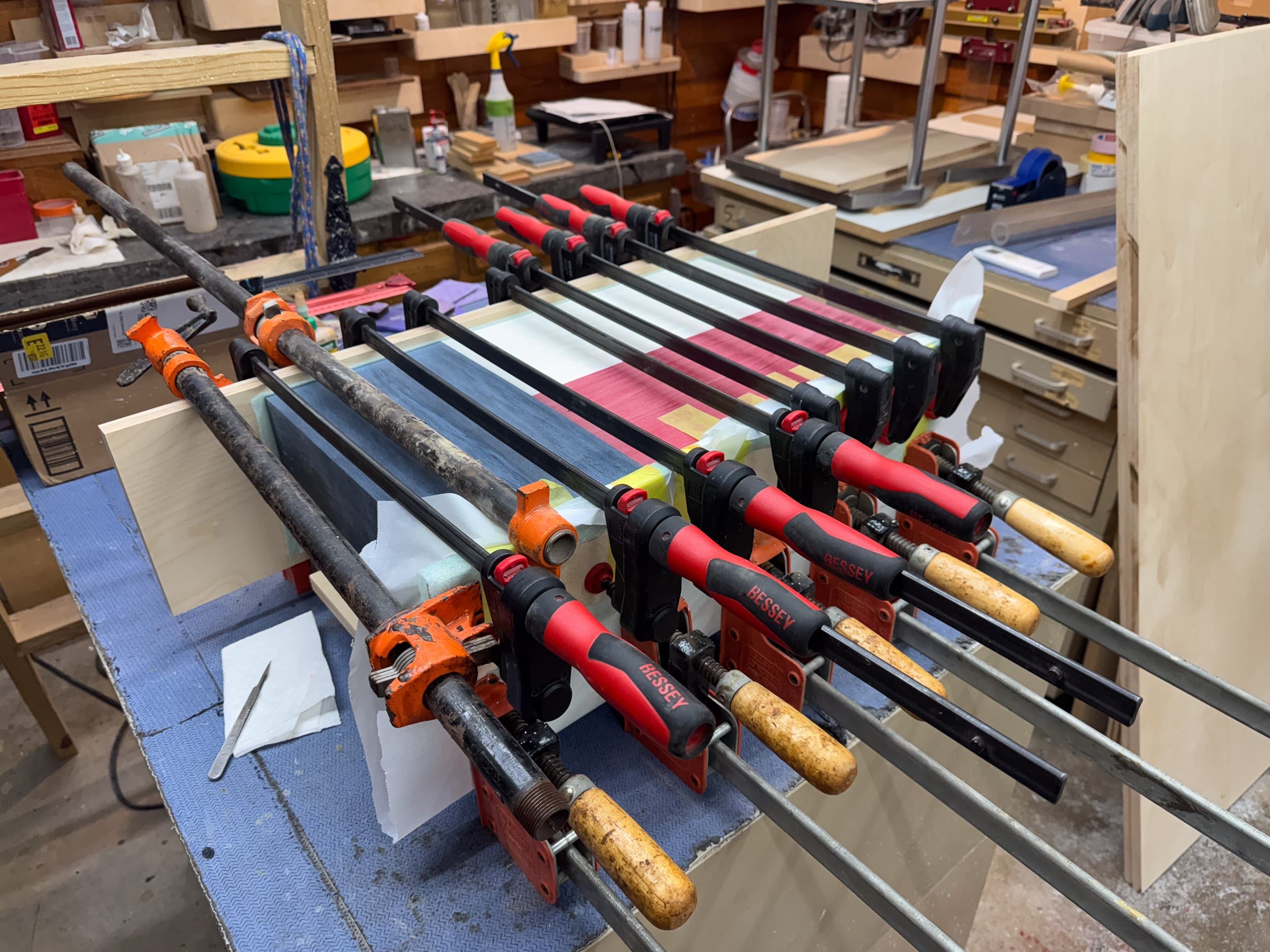 Texas Flag humidor in clamps