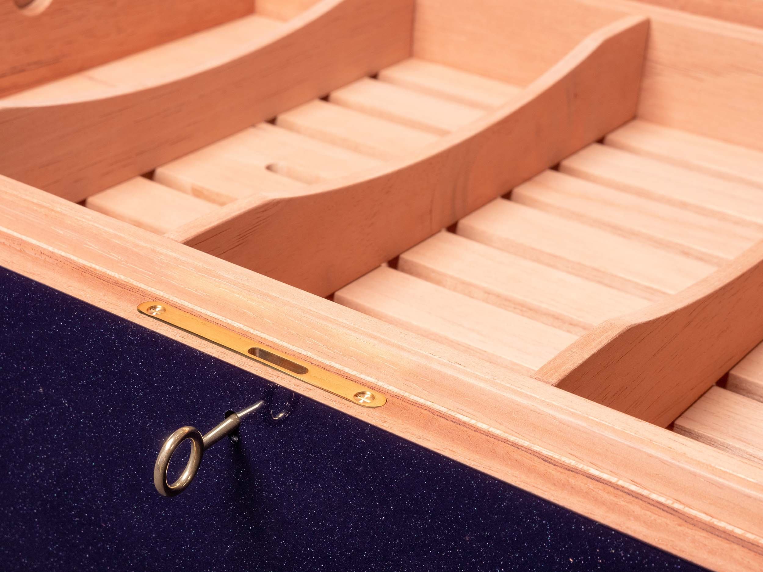 The Opaline: box lock key cedar tray