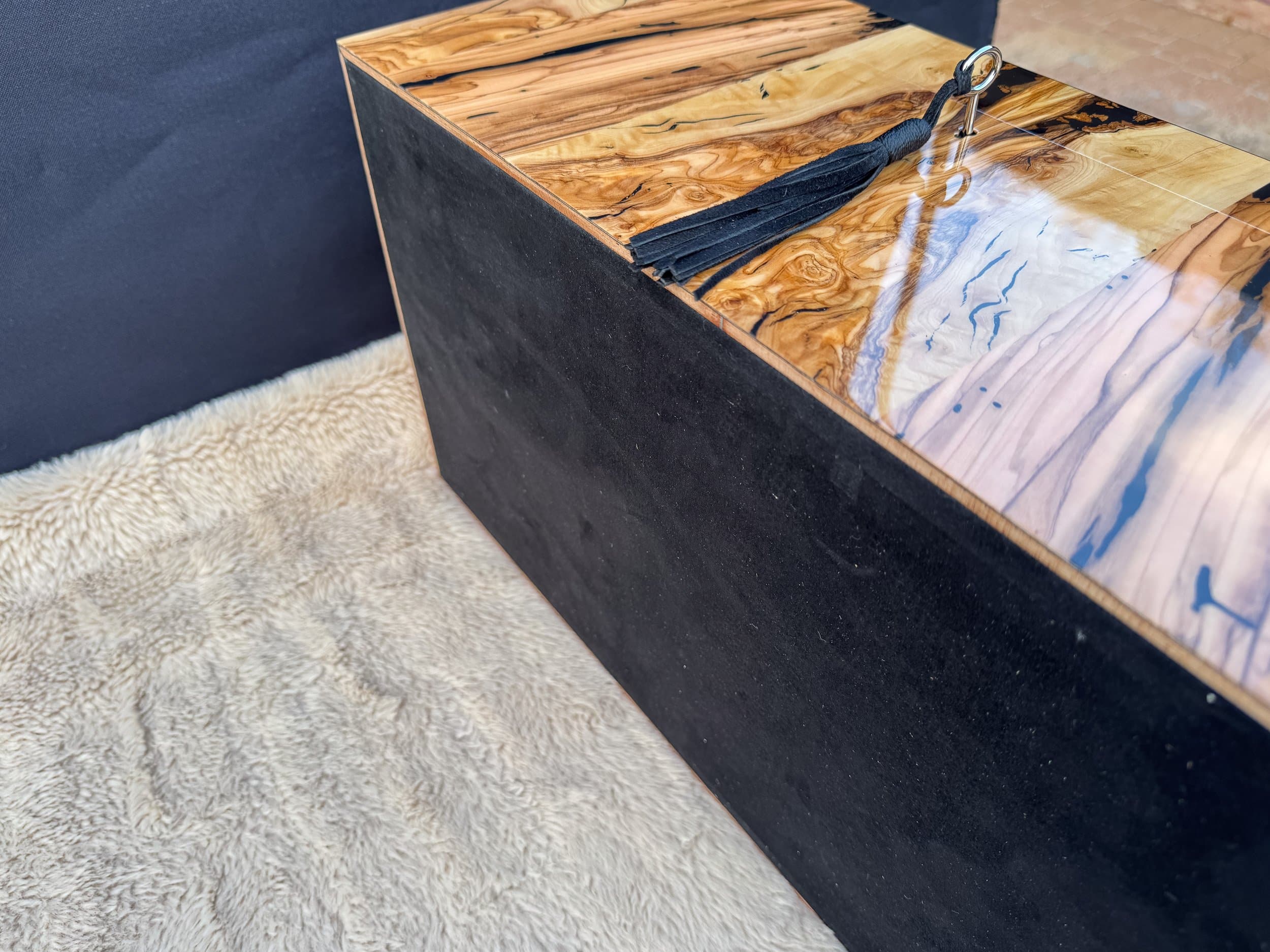 The Bethlehem: centient luxury bethlehem olivewood humidor goat suede black base