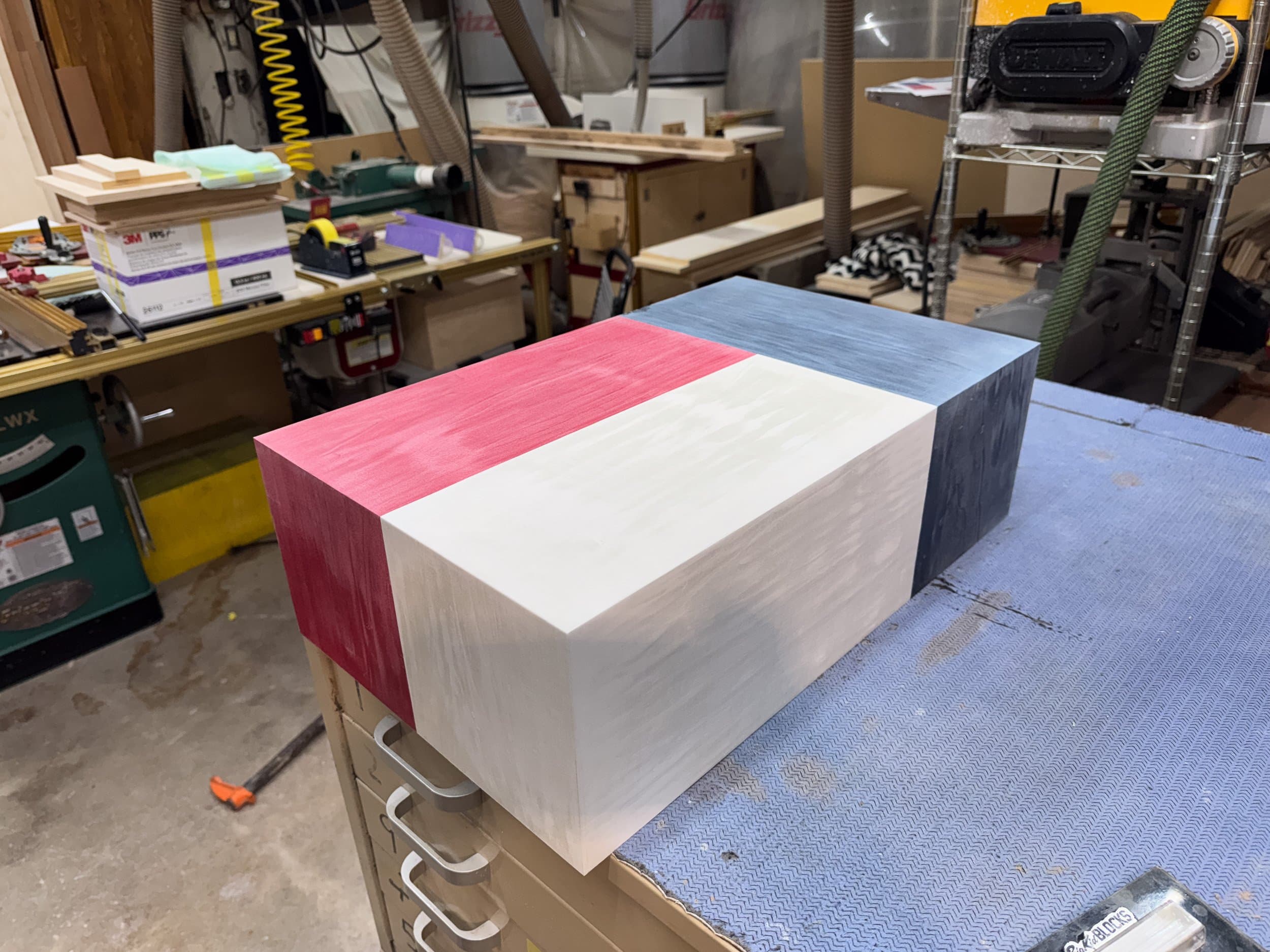 Work in progress on the bench