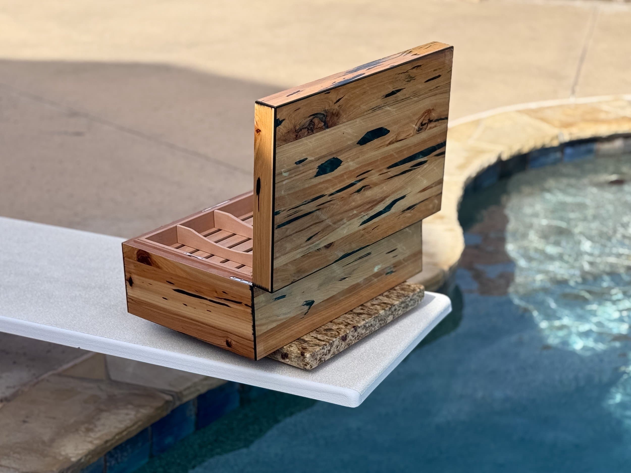 The Cypress — Blackline: centient luxury pecky cypress humidor open back