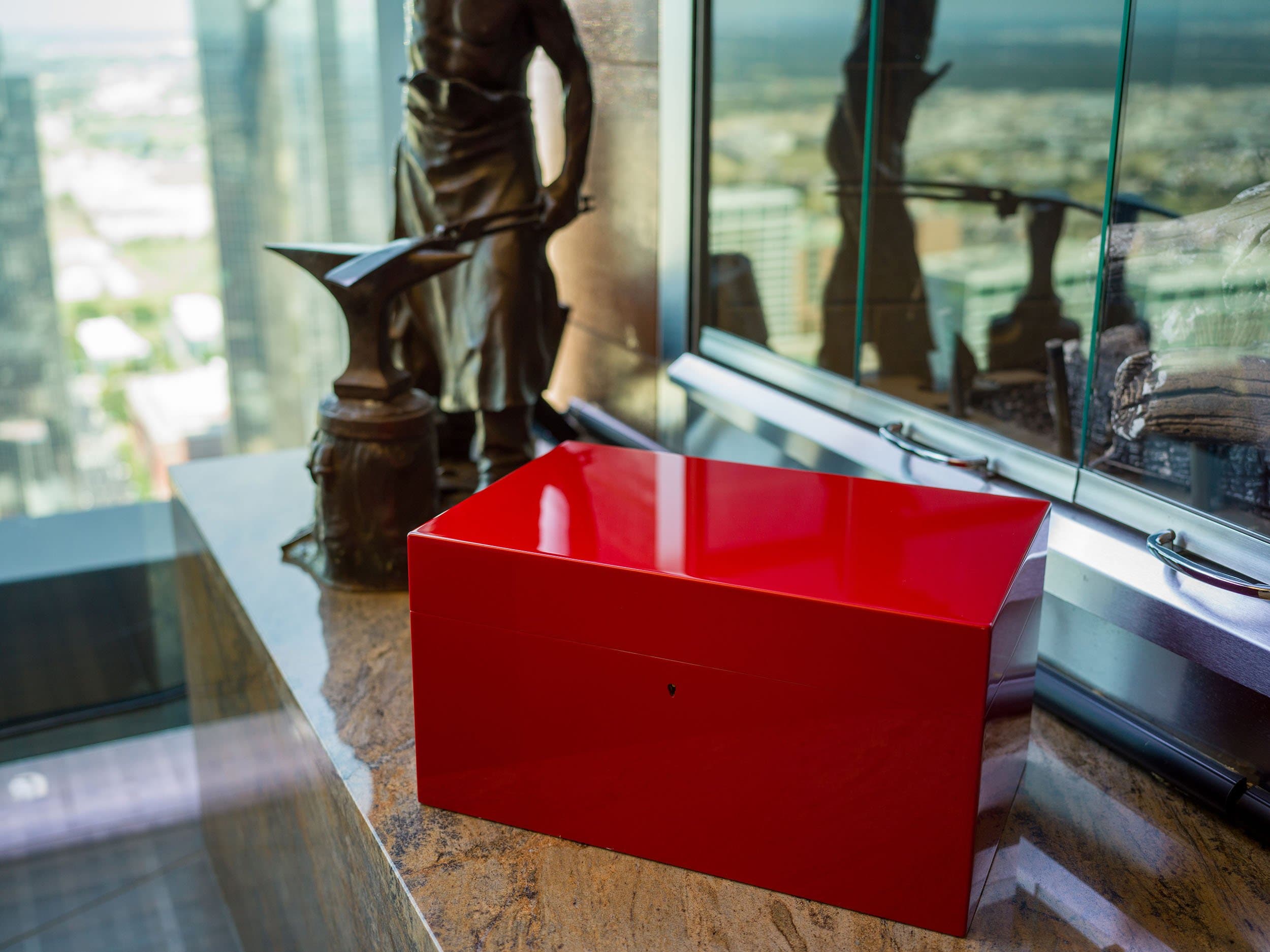 The Vermilion: luxury lifestyle candy red humidor