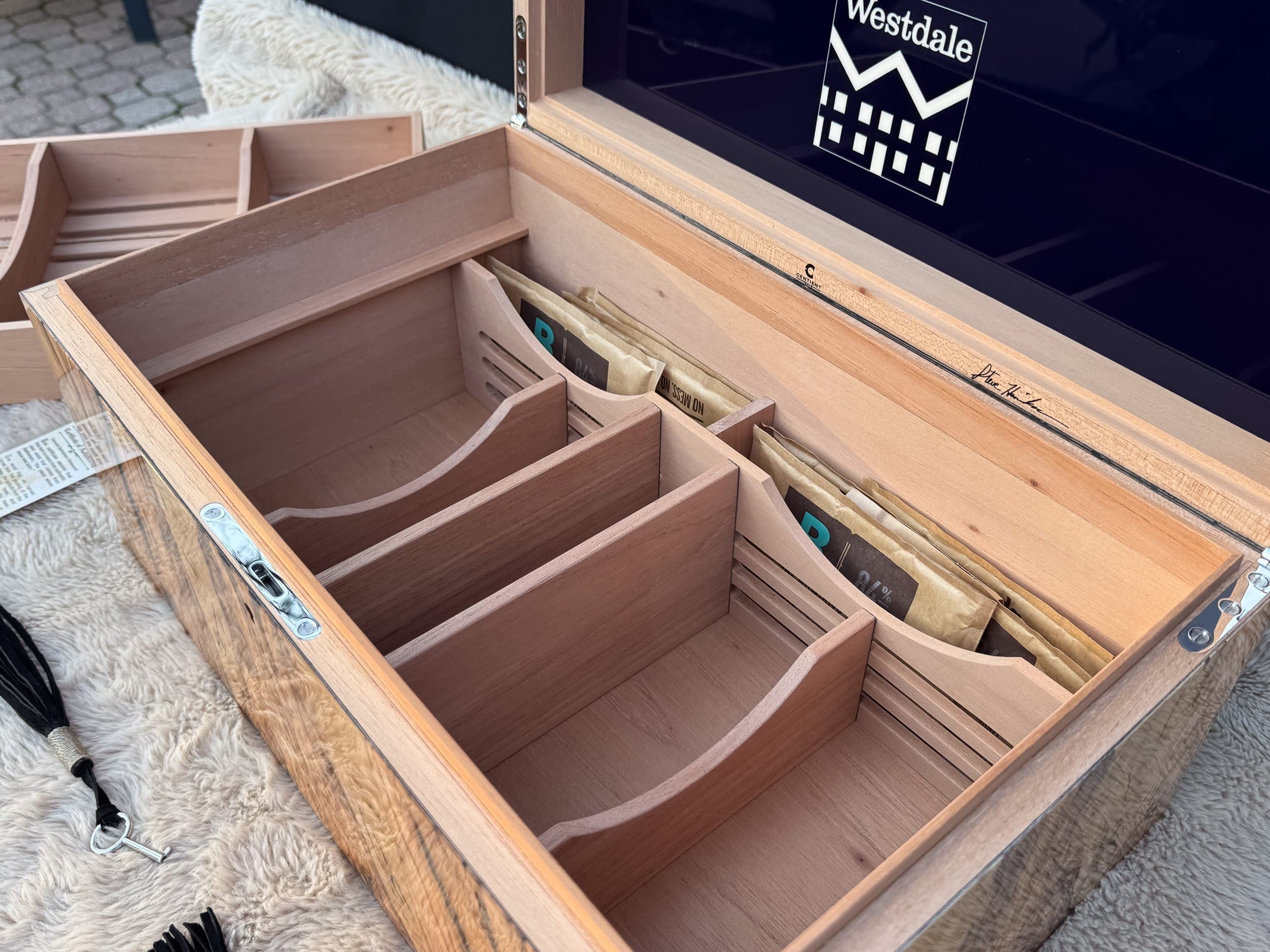 The Bethlehem: centient luxury bethlehem olivewood humidor interior base with dividers