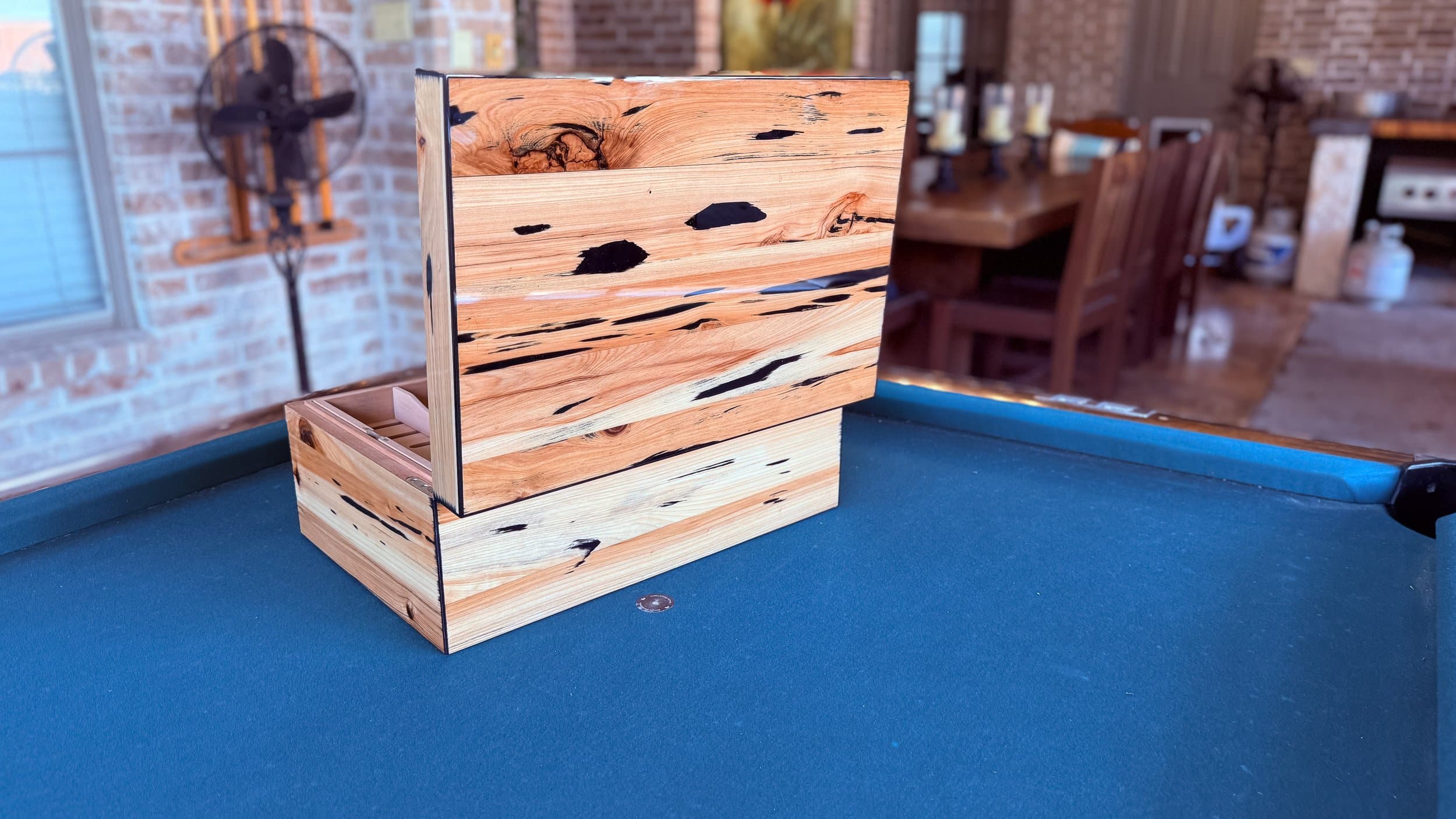 The Cypress — Blackline: centient luxury pecky cypress humidor open back view