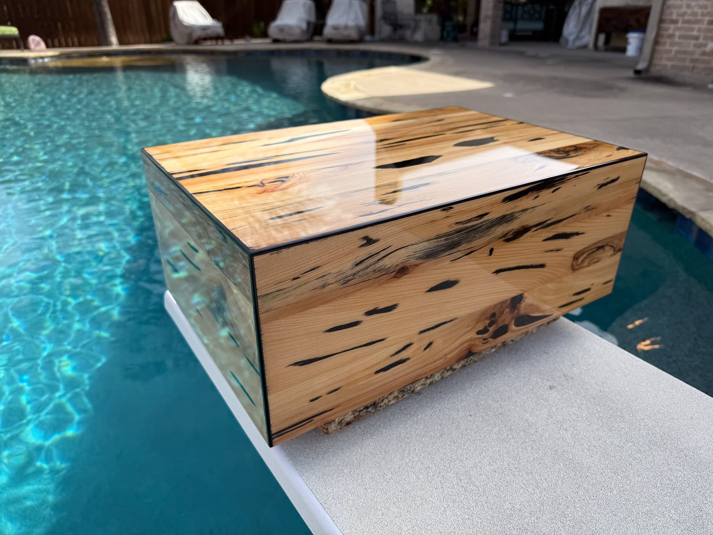 The Cypress — Blackline: centient luxury pecky cypress humidor angled left