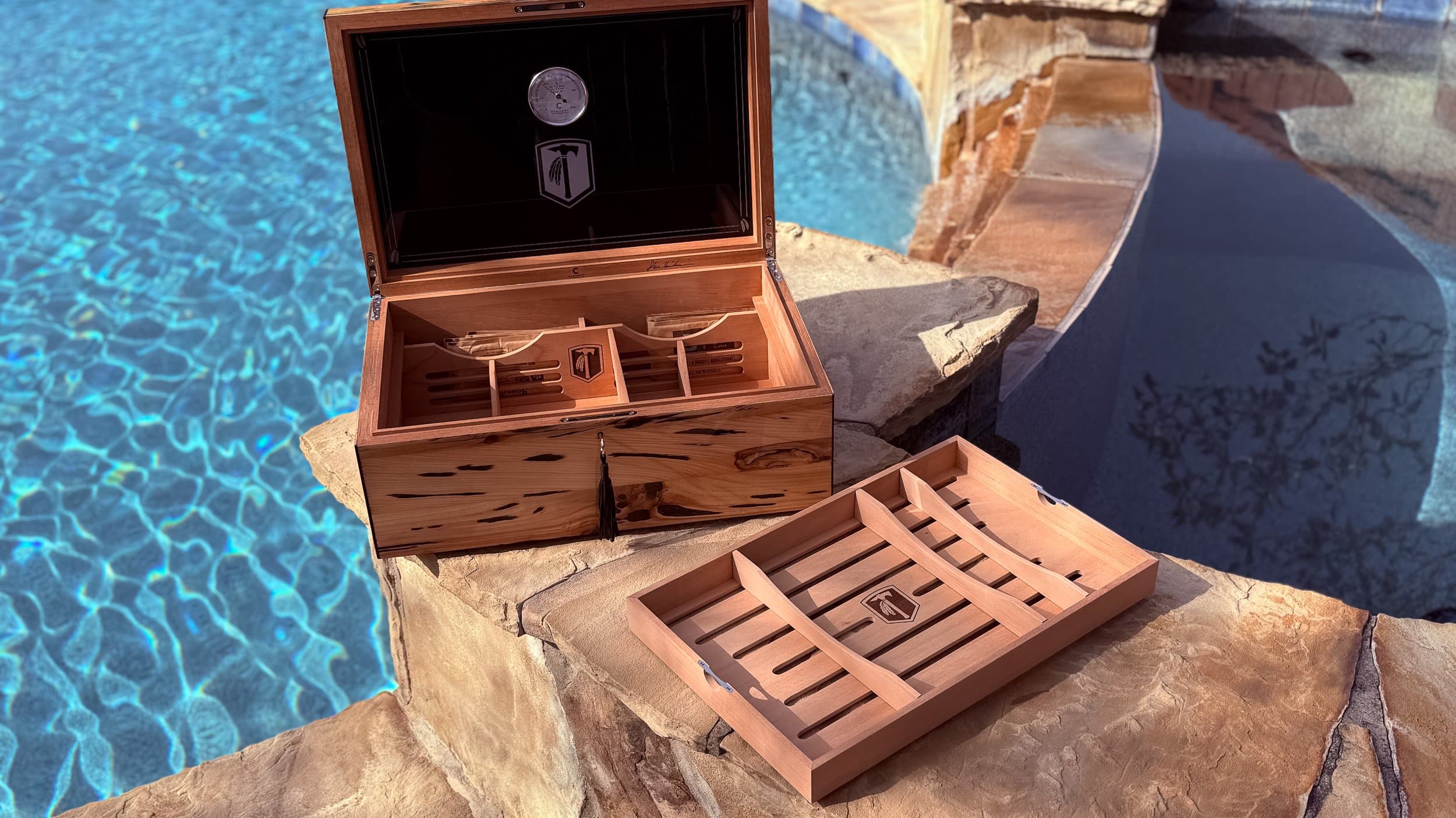 The Cypress — Blackline: centient luxury pecky cypress humidor open tray removed