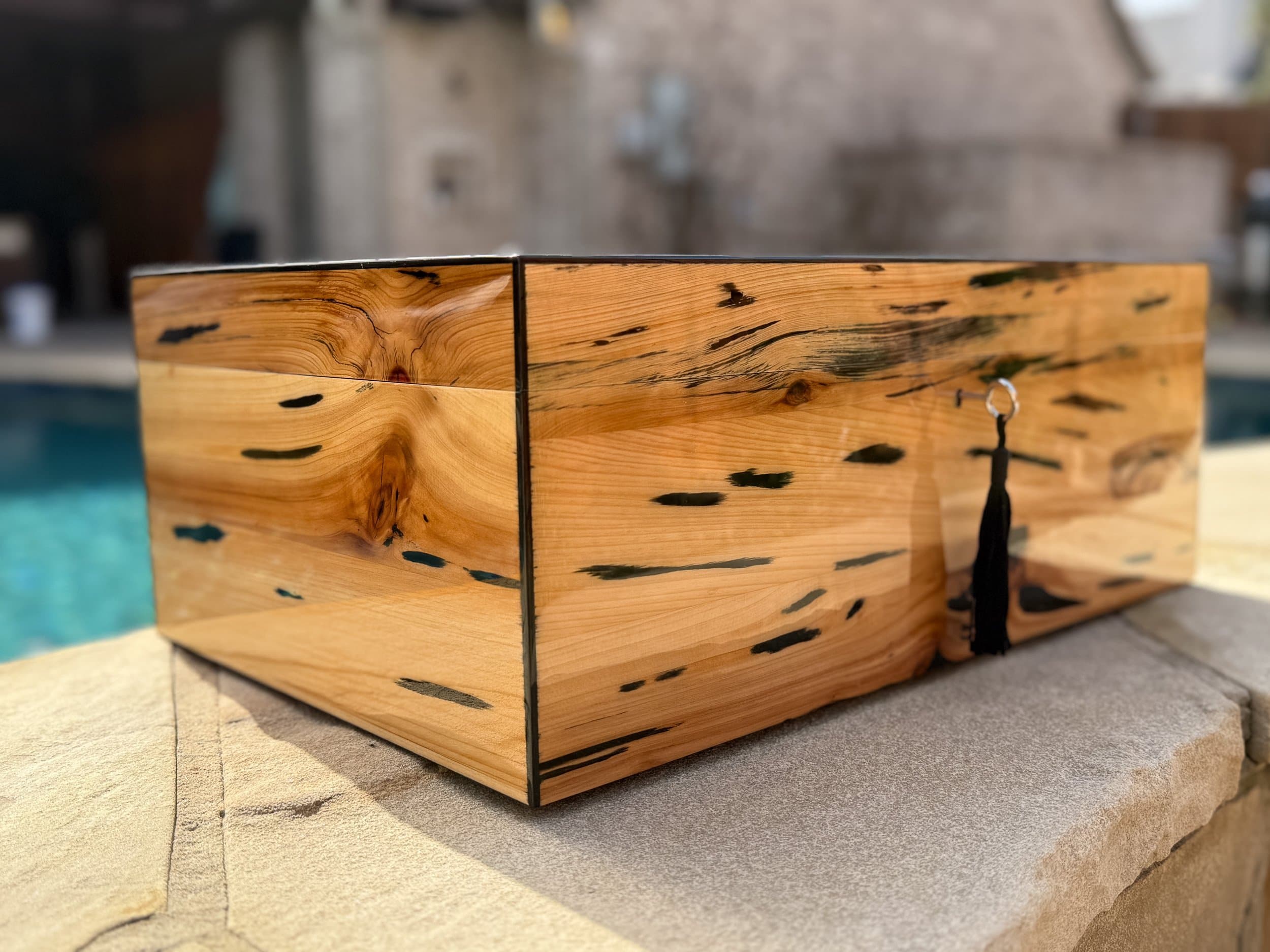 The Cypress — Blackline: centient luxury pecky cypress humidor open angled tray