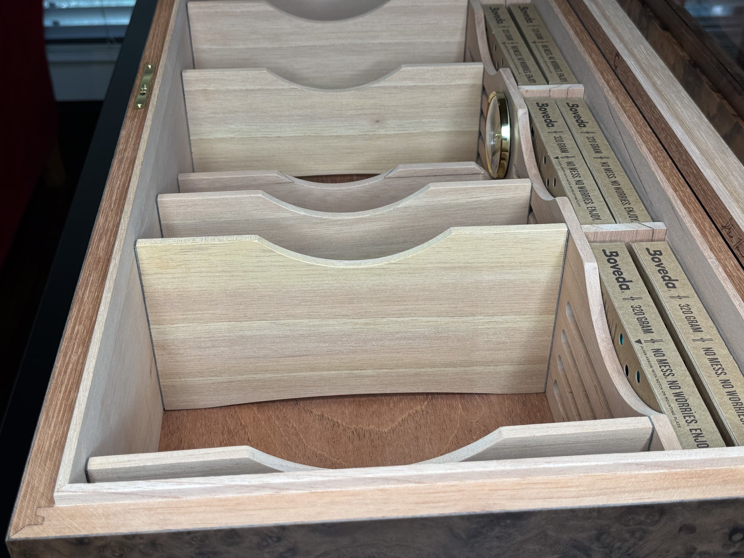 The Vitrine: centient luxury walnut burl humidor right side view