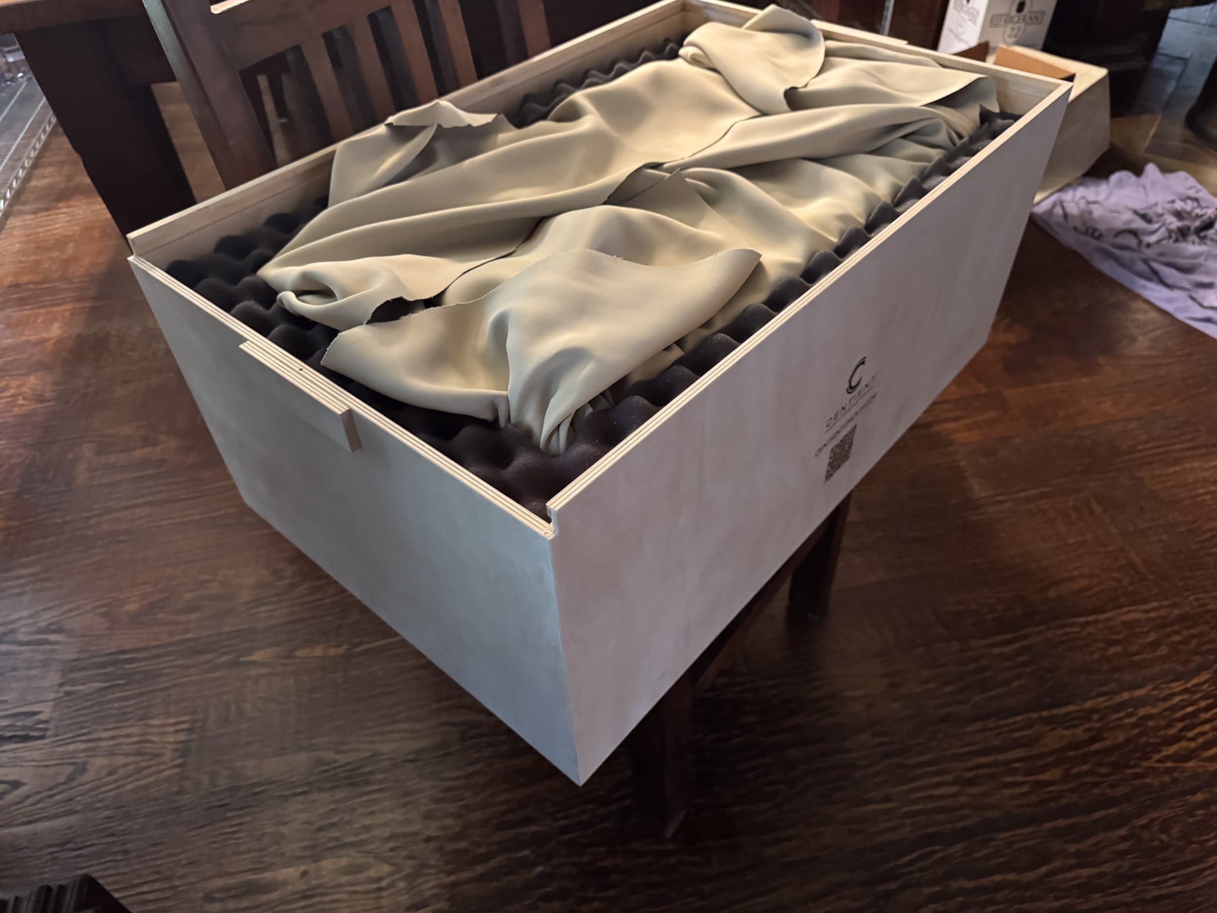 The Orangerie: centient luxury avocado green orange humidor shipping crate protection